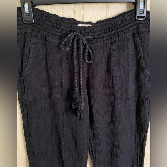 ROXY Gauze Soft Black Beach Pants Drawstring Sz Medium - Picture 3 of 13